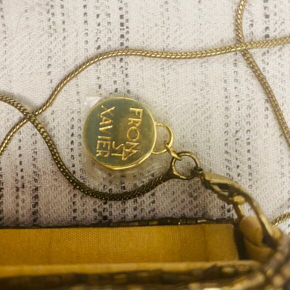 From St. Xavier Black White Gold Beaded Clutch Removable Chain Deco MCM NWOT - Picture 6 of 9